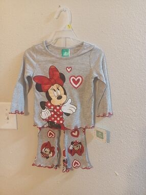 Disney Minnie Mouse Grey and Red Girls Pajama Set